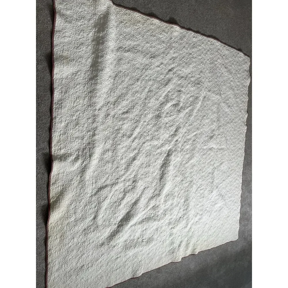 Handmade Quilted Bed Blanket Throw Floral Geometric Grannycore Cream Multicolor